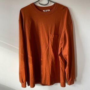 Uniqlo Long Sleeve Pocket Crewneck Tee Men's Large Wide fit Heavyweight Cotton
